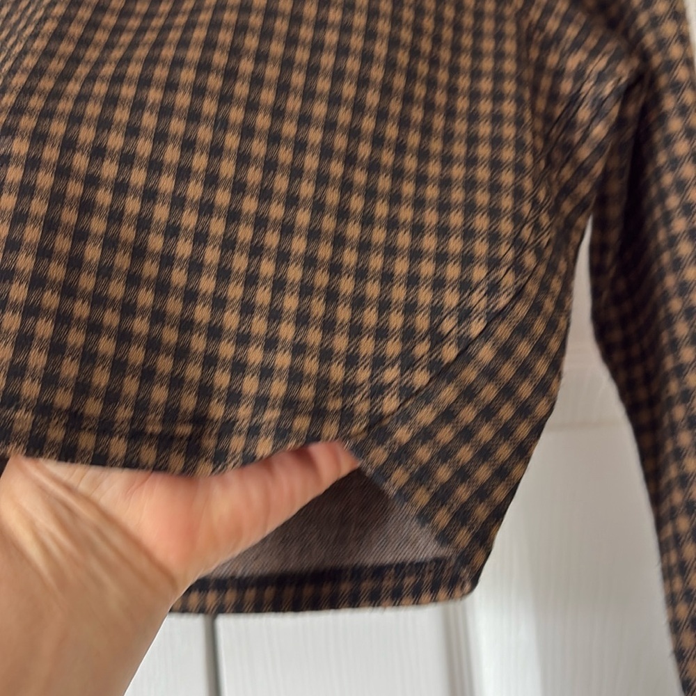 SADIE & SAGE Brown and Black Houndstooth Long Sleeve Top NWT - Picture 5 of 9
